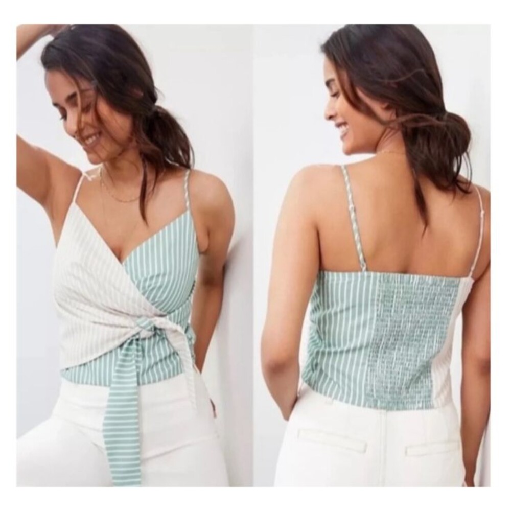 Anthropologie MareMare Tie-Front Tank Top Size Large Coastal Resort